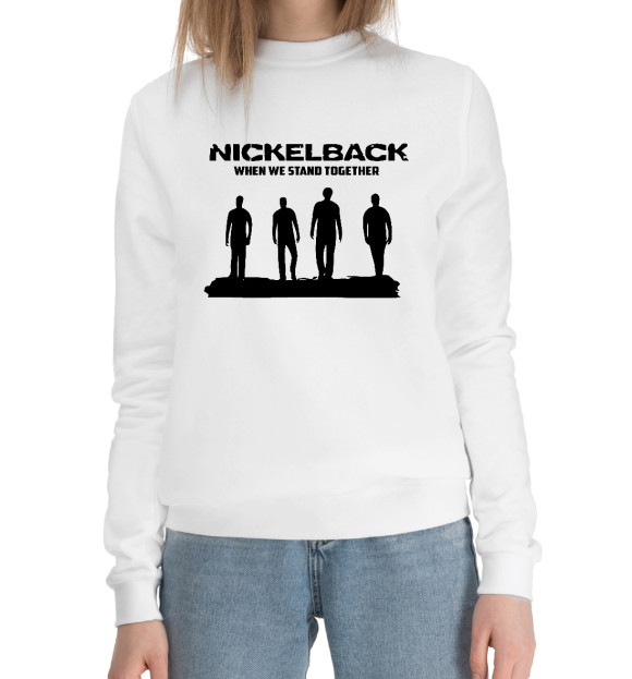 Женский хлопковый свитшот с изображением Nickelback цвета Белый