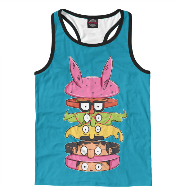 Мужская майка-борцовка с изображением Бургеры Боба цвета Белый