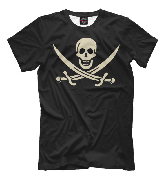 Мужская футболка с изображением Веселый роджер цвета Черный