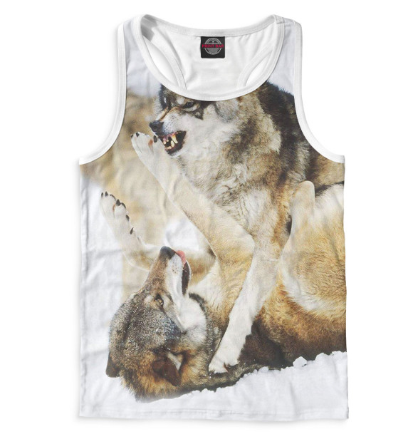 Мужская майка-борцовка с изображением Волки цвета Белый