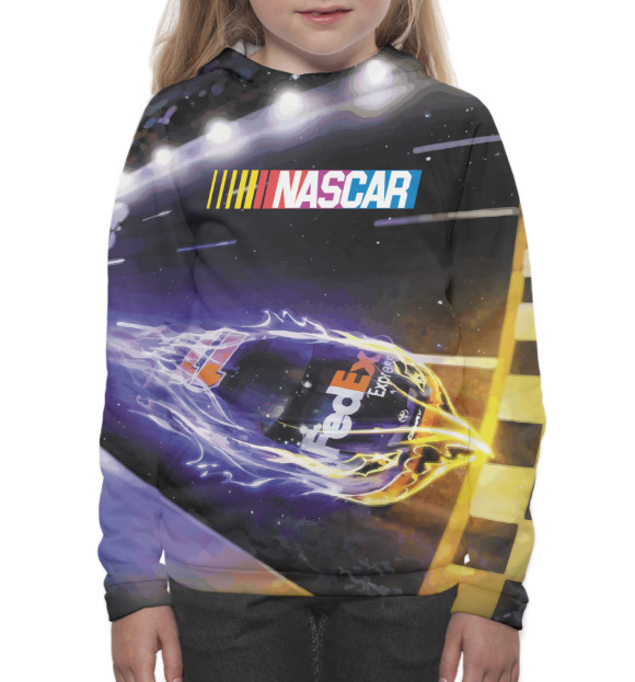 Худи для девочки с изображением NASCAR цвета Белый