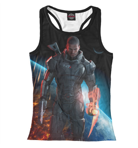 

Майки борцовки Print Bar, Белый, Mass Effect — Шепард