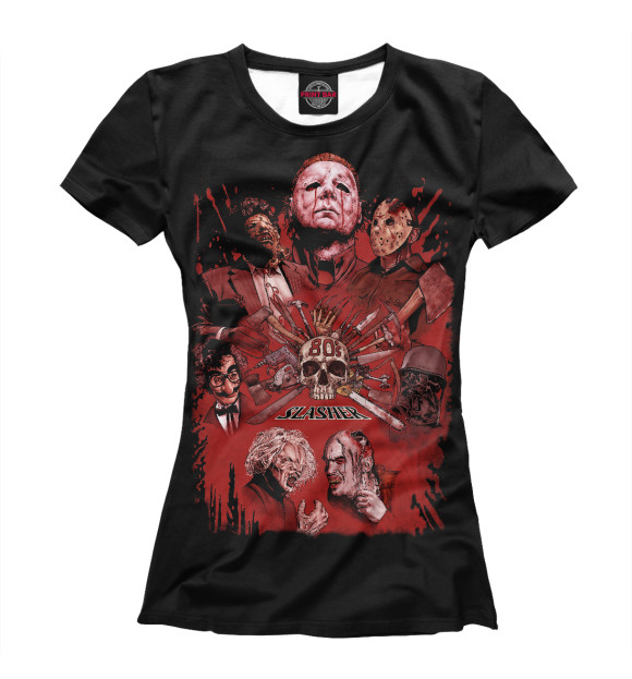 Футболка для девочек с изображением 80's Slasher Movies цвета Белый