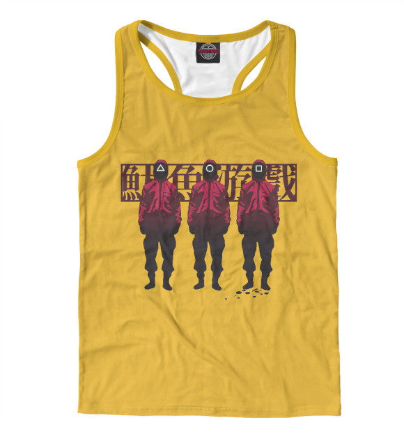 Мужская майка-борцовка с изображением Squid Game цвета Белый