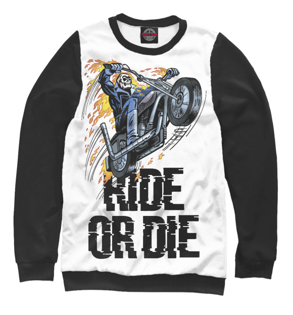 Свитшот для девочек с изображением Ride or die цвета Белый