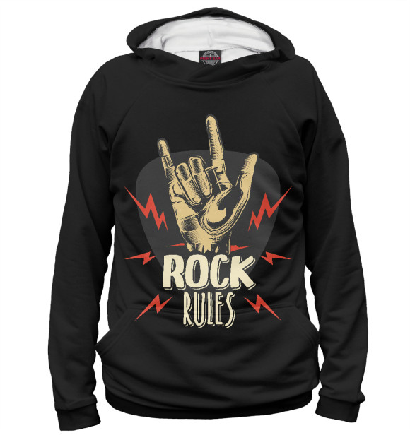 Женское худи с изображением Rock rules цвета Белый