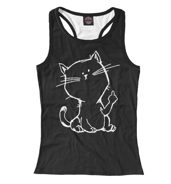 Женская майка-борцовка с изображением Котик цвета Белый