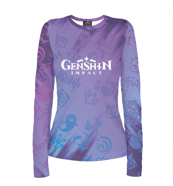 Женский лонгслив с изображением Genshin Impact цвета Белый