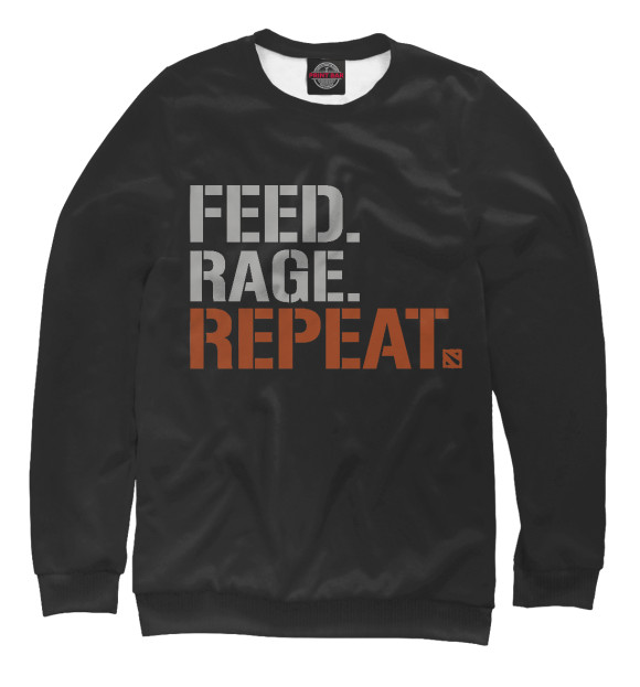 Свитшот для девочек с изображением Feed Rage Repeat цвета Белый