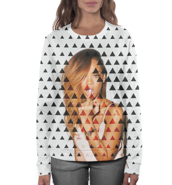 Женский свитшот с изображением Rihanna цвета Белый