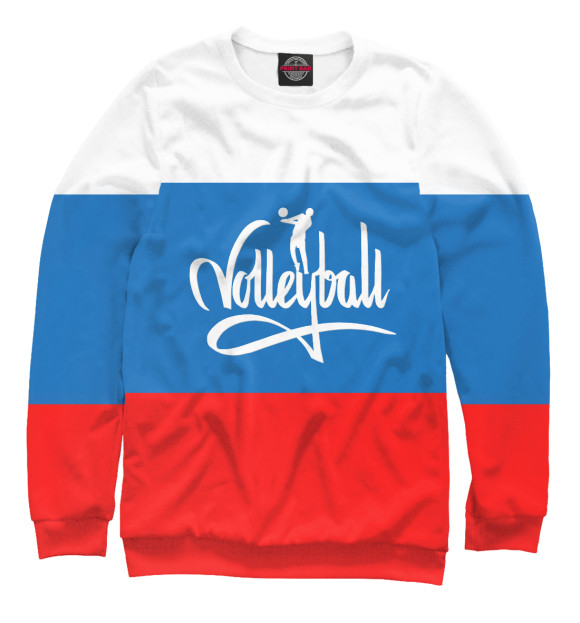 Свитшот для девочек с изображением Волейбол Россия цвета Белый