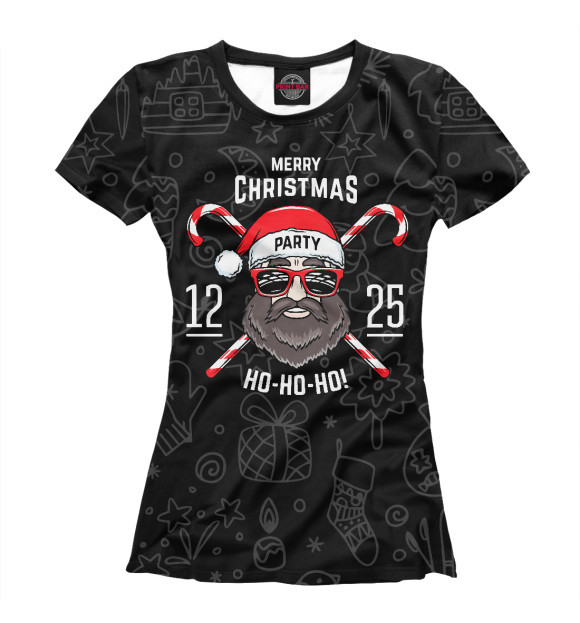 Женская футболка с изображением Santa Hipster цвета Белый