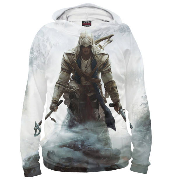 Мужское худи с изображением Коннор Assassin's Creed цвета Белый