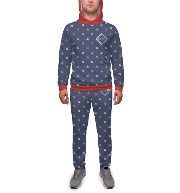 Мужской спортивный костюм с изображением Серп и Молот цвета Белый