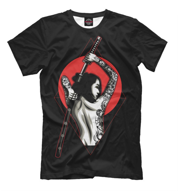 Мужская футболка с изображением Девушка с мечом цвета Белый