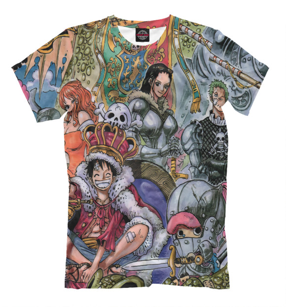 Мужская футболка с изображением One Piece цвета Серый