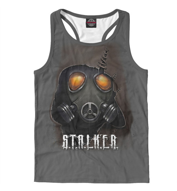 Мужская майка-борцовка с притом S.T.A.L.K.E.R. цвета Белый Мужская майка-борцовка с изображением S.T.A.L.K.E.R. цвета Белый