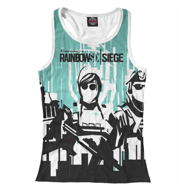 Женская майка-борцовка с притом Rainbow Six цвета Белый Женская майка-борцовка с изображением Rainbow Six цвета Белый