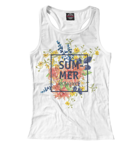 Женская майка-борцовка с изображением Летний букет цвета Белый
