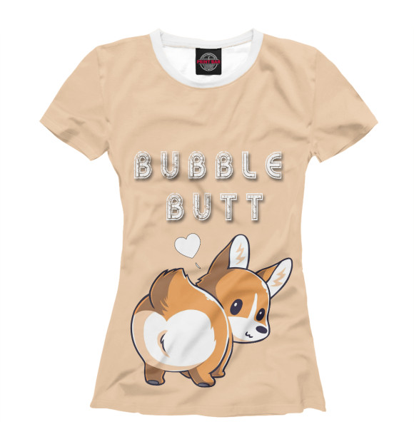 Женская футболка с изображением Bubble butt цвета Белый