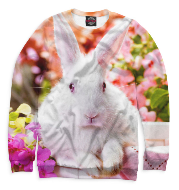Женский свитшот с изображением Кролики цвета Белый