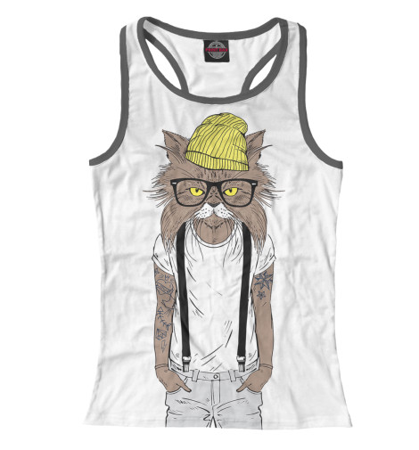 

Майки борцовки Print Bar, Белый, Кот хипстер