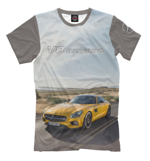 Футболка для мальчиков с изображением V8 Biturbo цвета Серый