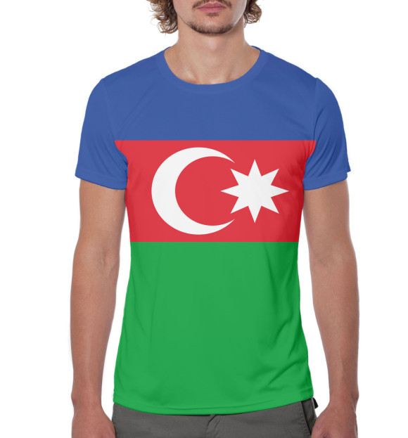 Мужская футболка с изображением Азербайджан цвета Белый