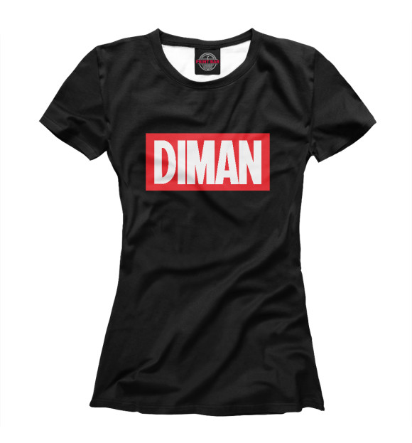 Женская футболка с изображением Диман цвета Белый