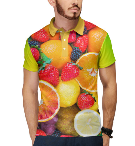 

Поло Print Bar, Белый, Фруктовый микс