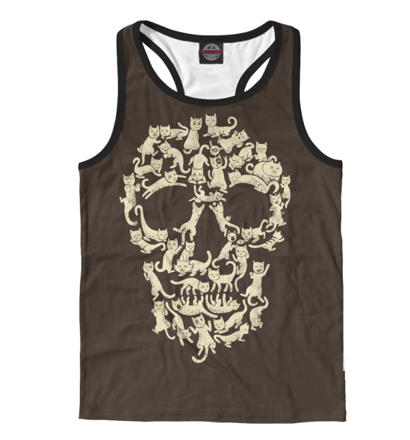 Мужская майка-борцовка с изображением Catskull цвета Белый