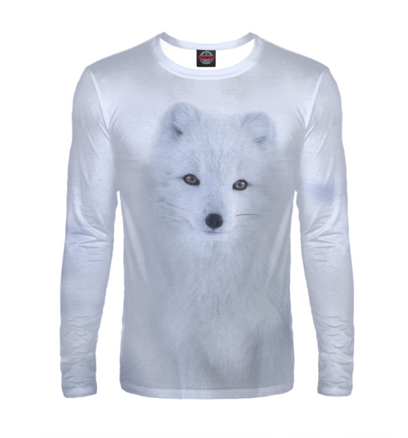 Мужской лонгслив с изображением Песец цвета Белый