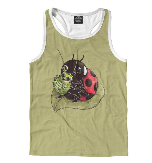 Мужская майка-борцовка с изображением Милая Божья коровка цвета Белый