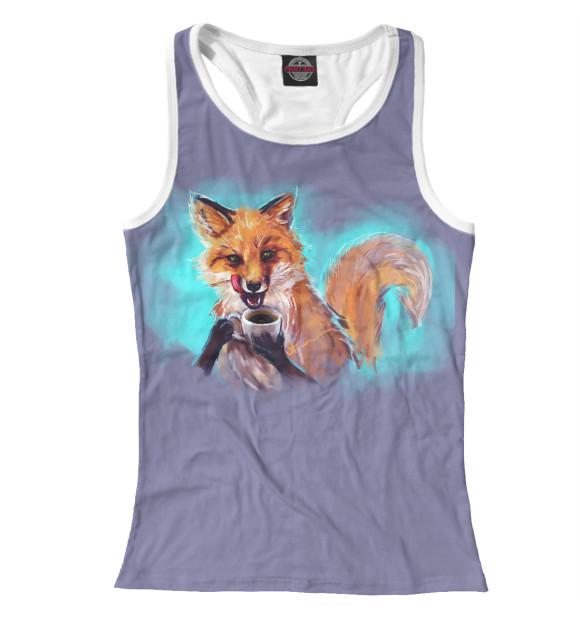 Женская майка-борцовка с изображением Лиса цвета Белый