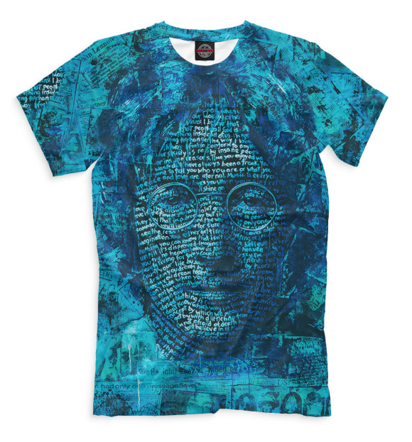 Мужская футболка с изображением Джон Леннон цвета Грязно-голубой