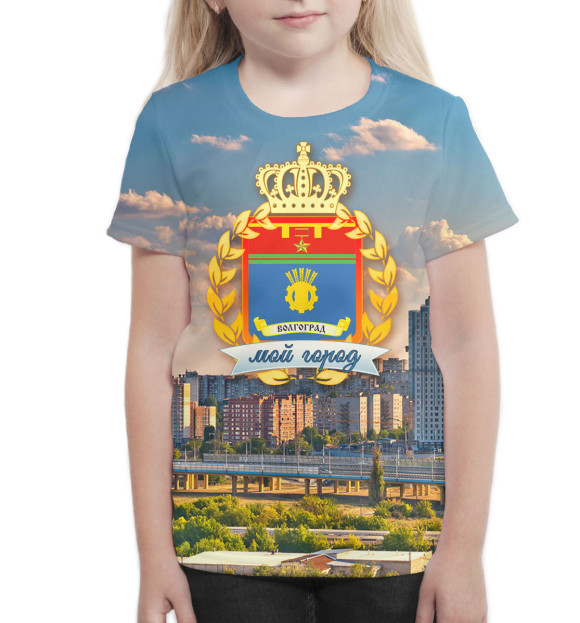 Футболка для девочек с изображением Волгоград цвета Белый