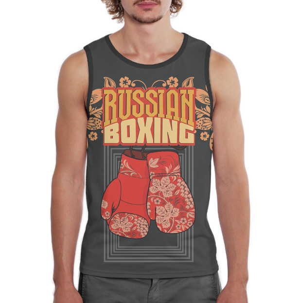 Мужская майка с изображением Russian Boxing цвета Белый