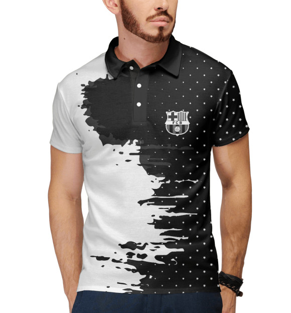 Мужское поло с изображением Barcelona sport цвета Белый