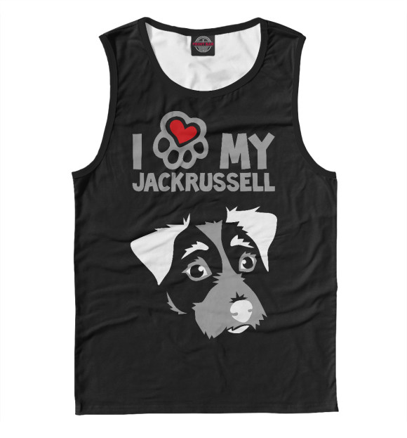 Мужская майка с изображением Я люблю моего джек-расселя цвета Белый