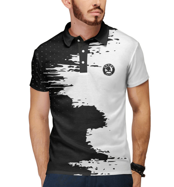 Мужское поло с изображением SKODA sport цвета Белый