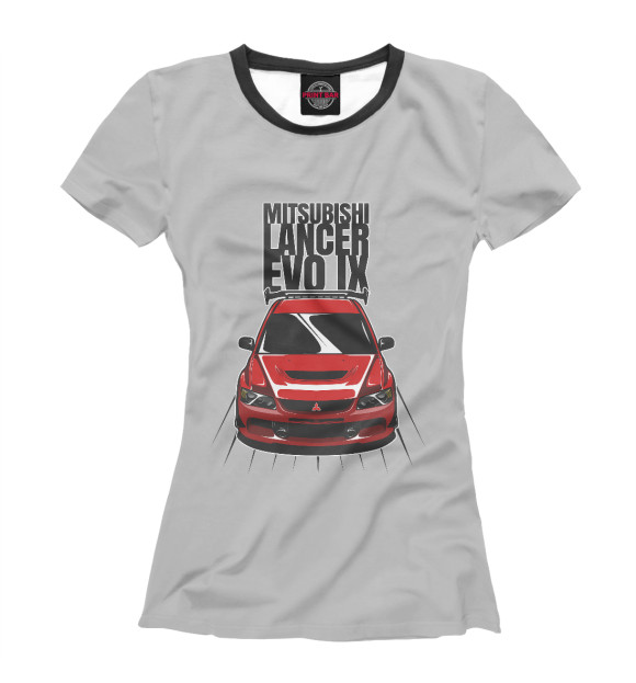 Женская футболка с изображением Mitsubishi Lancer Evo IX цвета Белый