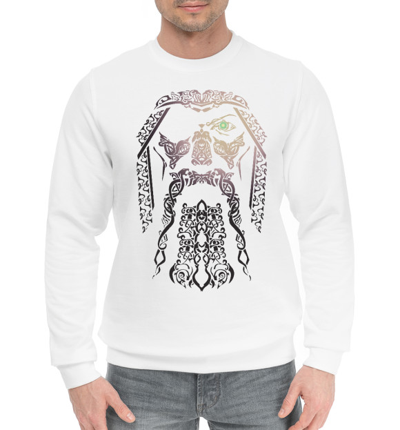Мужской хлопковый свитшот с изображением Odin цвета Белый