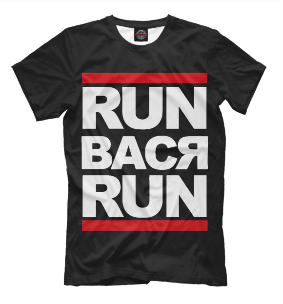 Мужская футболка с изображением Run Вася Run цвета Черный