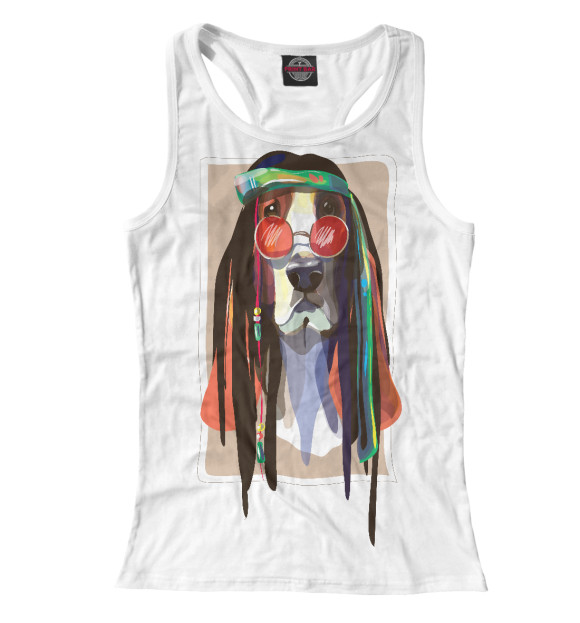 Женская майка-борцовка с изображением Хипстеропёс цвета Белый