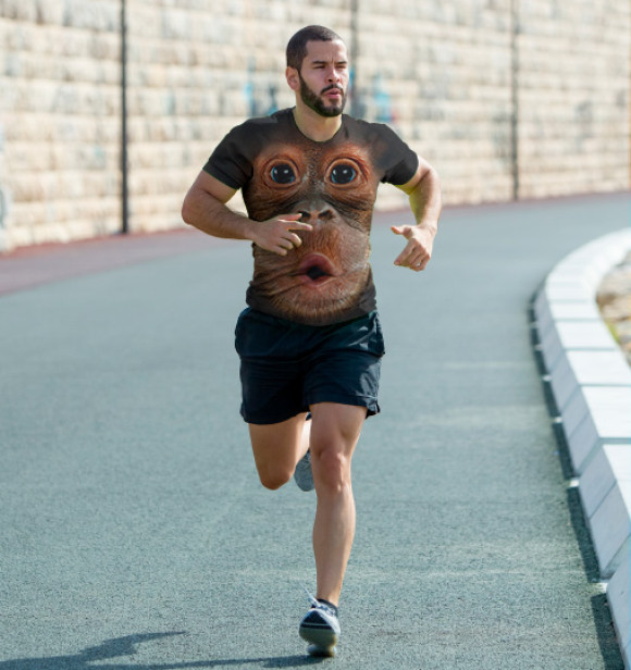 Мужская футболка с изображением Орангутанг цвета Белый