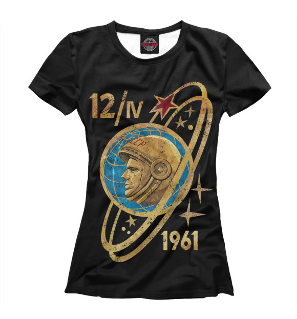 Женская футболка с изображением Гагарин СССР цвета Белый