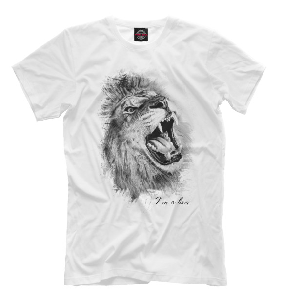 Мужская футболка с изображением Lion - Лев цвета Молочно-белый