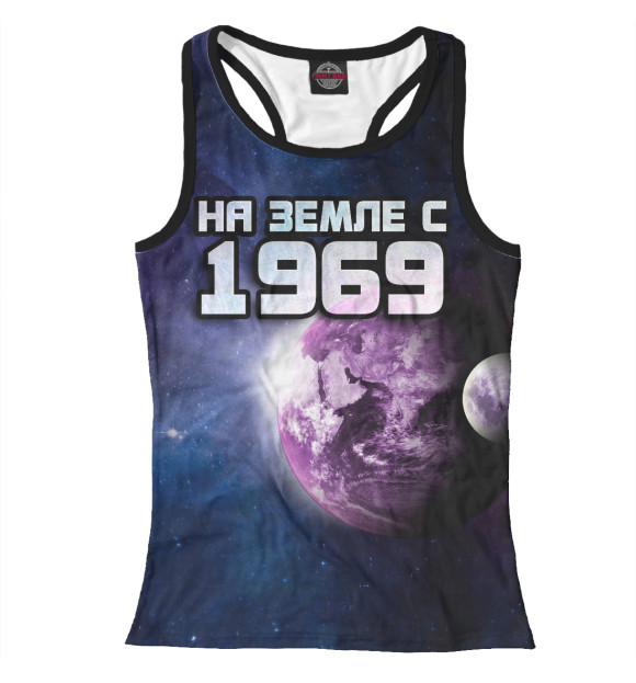 Женская майка-борцовка с изображением На земле с 1969 цвета Белый