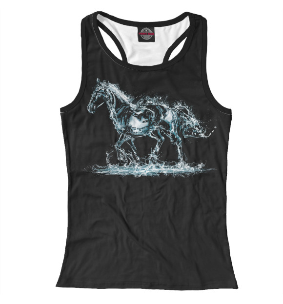 Женская майка-борцовка с изображением Конь-Вода цвета Белый