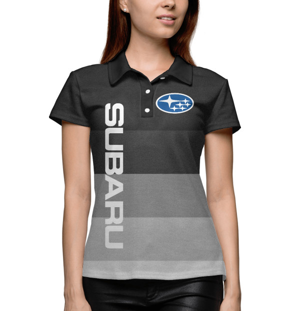 Женское поло с изображением Subaru | Субару цвета Белый